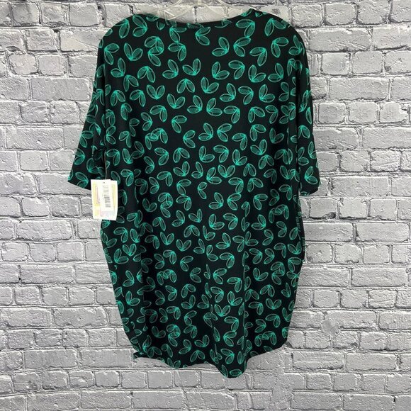 LuLaRoe Womens Size XXS Irma Shirt Black Green Print NWT - Picture 3 of 5